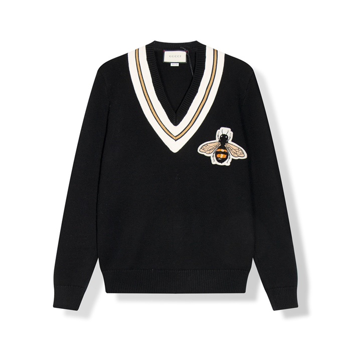 グッチメンズブラックネックニットu75