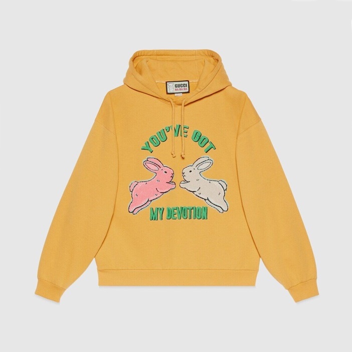 グッチユニセックストレンディイエローフーディu76