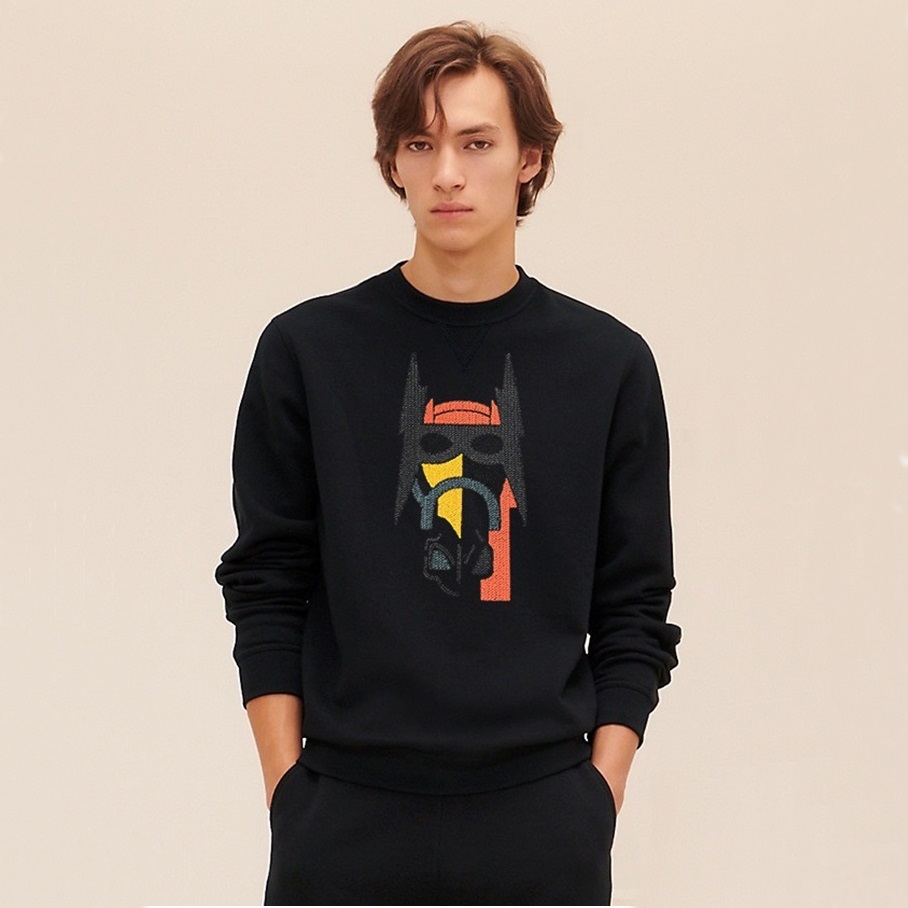 エルメスメンズモダンブラックスウェットシャツr0930