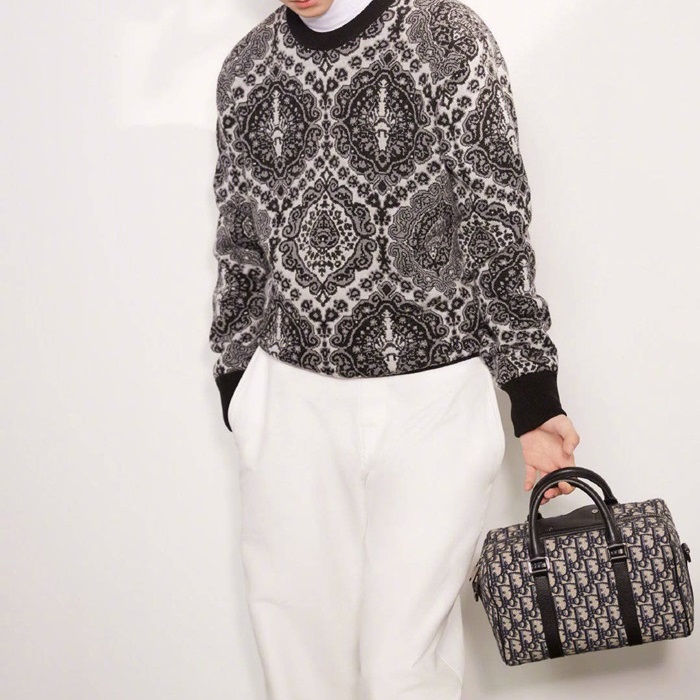 ディオールメンズブラックオブリークトートバッグi74