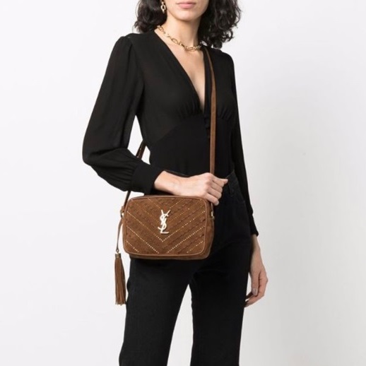 サンローランレディースキャメルクロスバッグl322