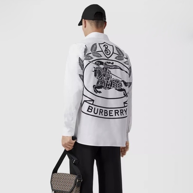 バーバリーメンズベーシックホワイトシャツu19