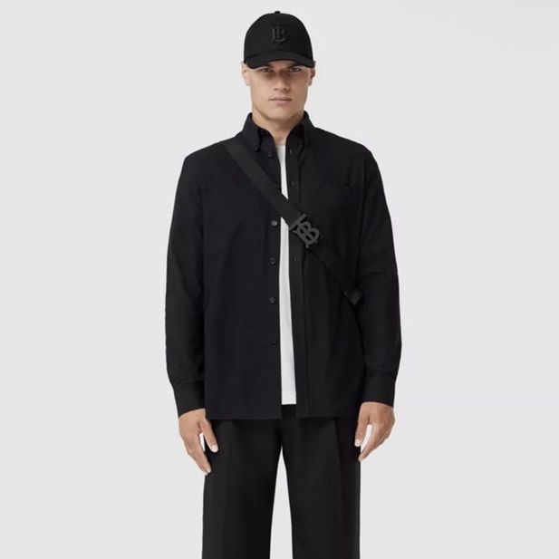 バーバリーメンズベーシックブラックシャツu20