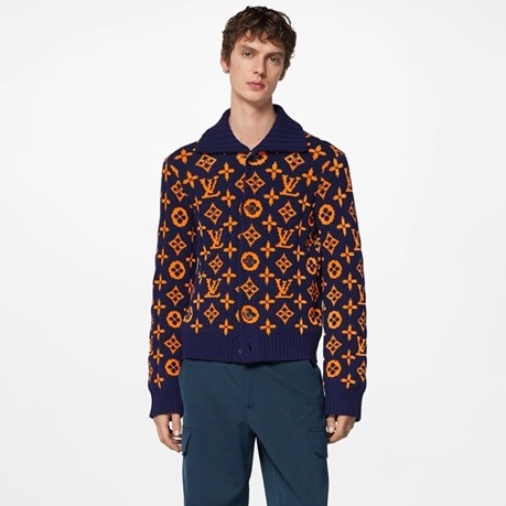 ルイヴィトンメンズネイビーポロニットv193