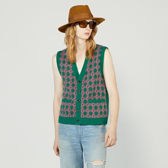 グッチユニセックスグリーンネックベストu96