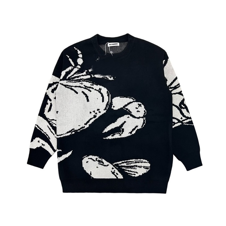 ジルサンダーメンズブラッククルーネックニットv201