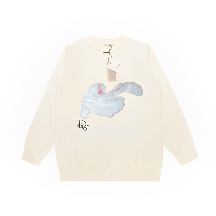 ディオールユニセックスアイボリークルーネックセーターi126