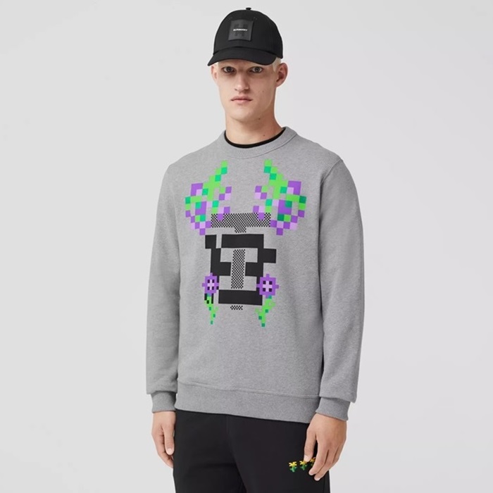 バーバリーメンズクルーネックグレースウェットシャツu24