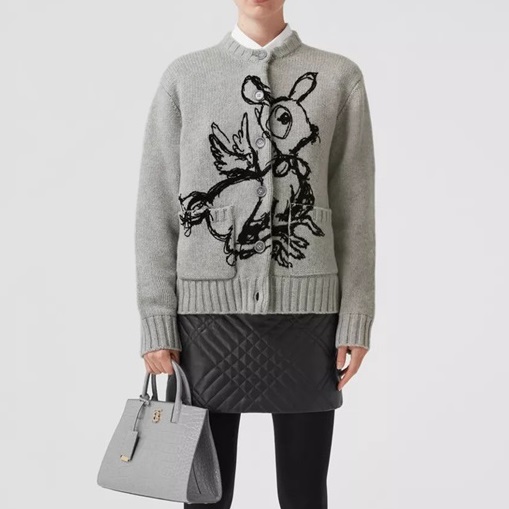 バーバリーメンズネックグレーカーディガンu26