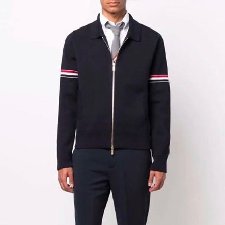 トムブラウンメンズネイビージップアップニットh22