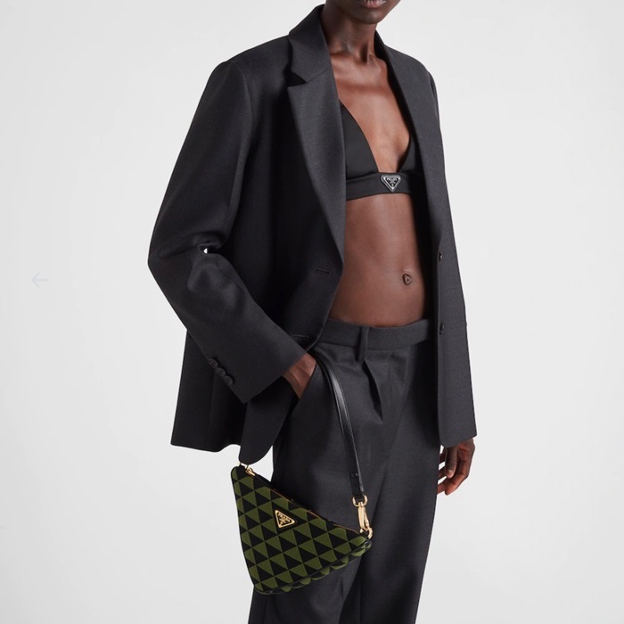 プラダレディースグリーンショルダーバッグr62