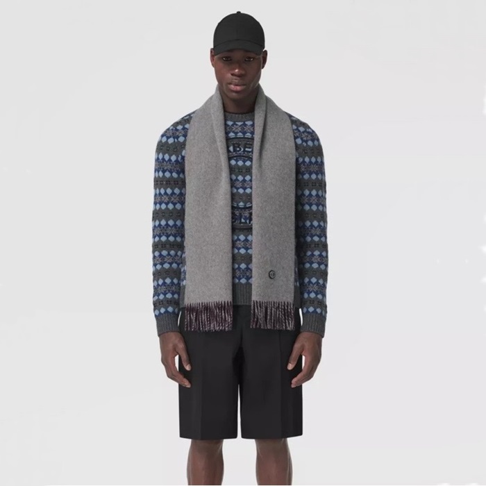 バーバリーメンズグレーマフラーu39