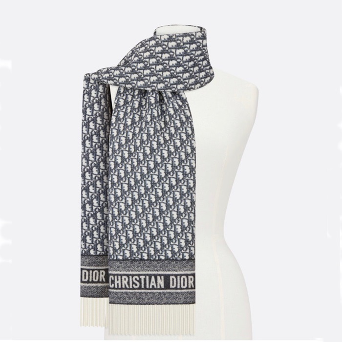 ディオールメンズオブリークネイビーマフラーi151