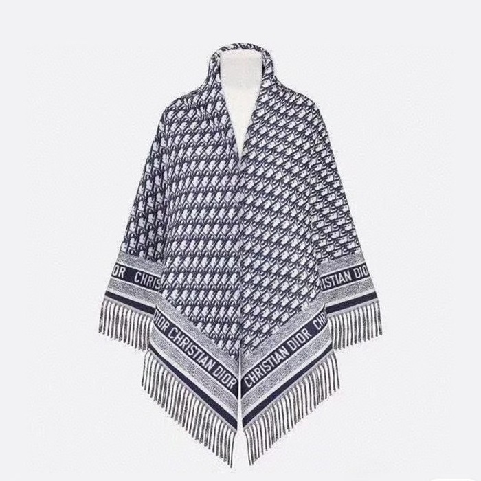 ディオールユニセックスオブリークネイビーマフラーi155