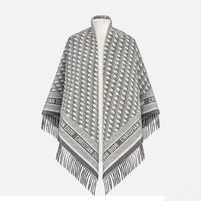 ディオールユニセックスオブリークグレーマフラーi156