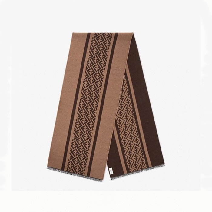 ェンディユニセックスブラウンマフラーe18