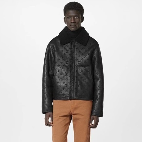 ルイヴィトンメンズブラックレザージャケットv259