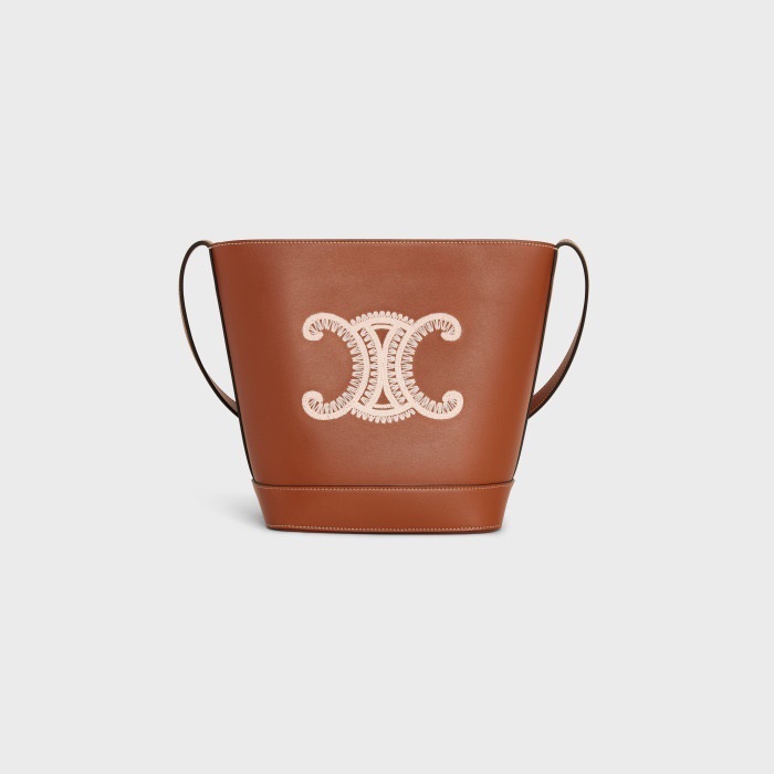 セリーヌレディースキャメルバケットバッグe35