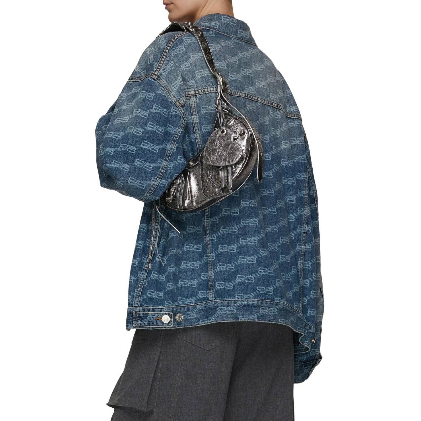 バレンシアガレディースシルバーショルダーバッグa98