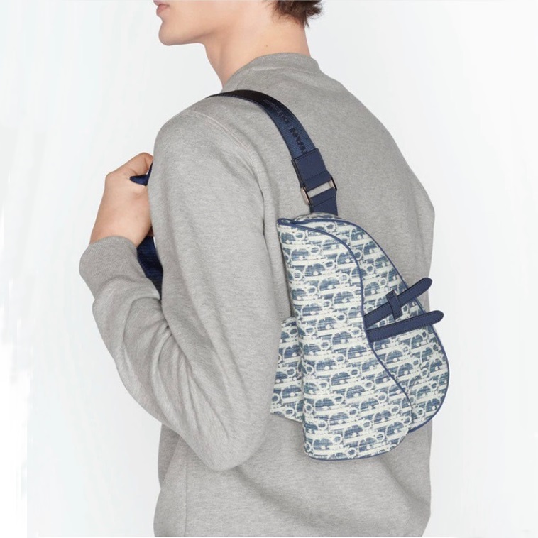 ディオールメンズブルーサドルバッグi177