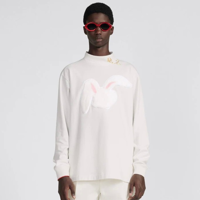 ディオールメンズクラシックホワイト長袖Tシャツi189