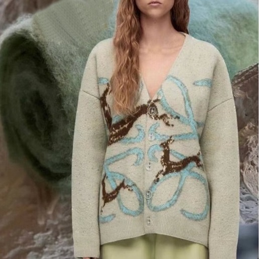 ロエベレディースブルーネックカーディガンe0665