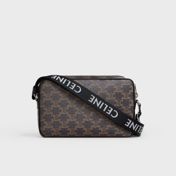 セリーヌユニセックスブラックトリオンフキャンバスバッグe55