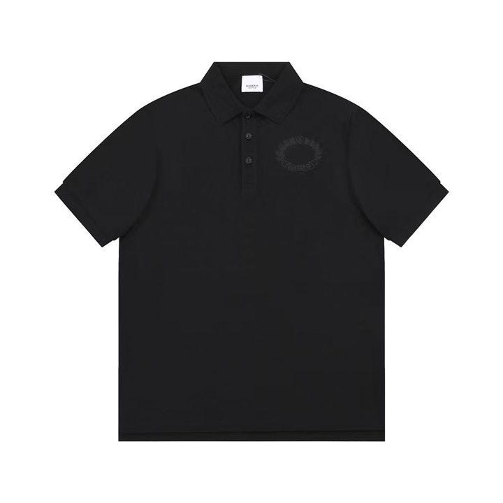 バーバリーメンズブラックポロ半袖Tシャツu57