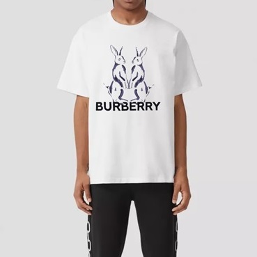 バーバリーメンズホワイトクルーネック半袖Tシャツu61