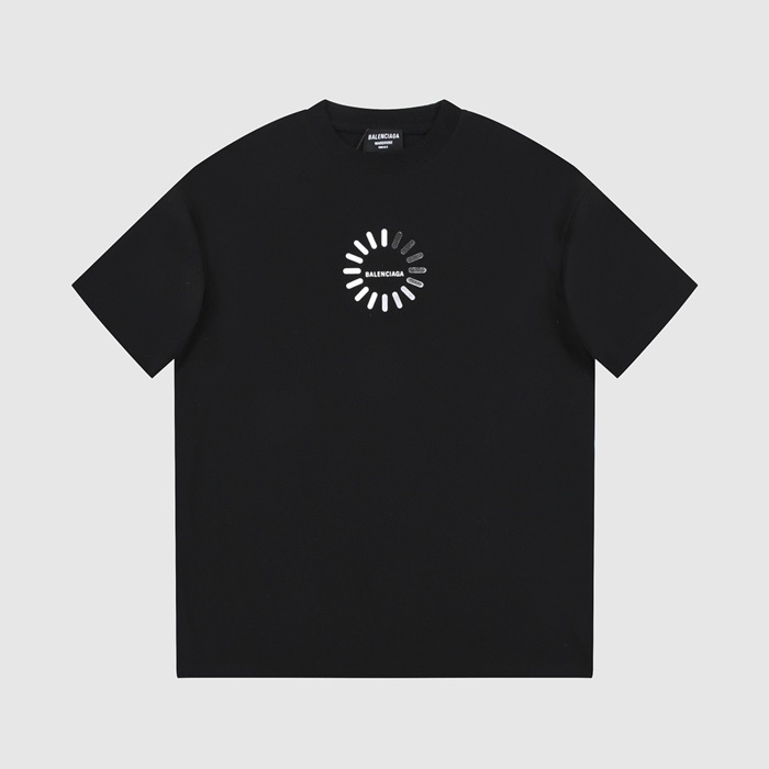 バレンシアガメンズクルーネックブラック半袖Tシャツa125