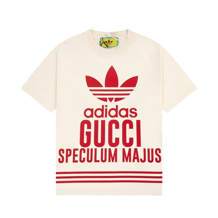 グッチユニセックスアイボリークルーネック半袖Tシャツu159