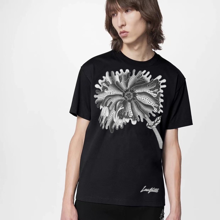 ルイヴィトンメンズブラッククルーネック半袖Tシャツv309