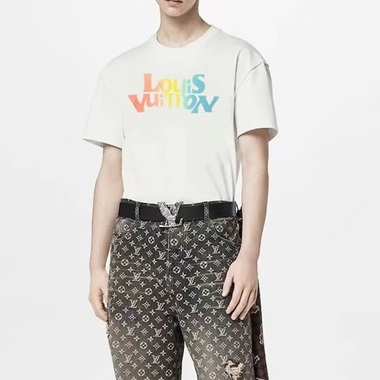 ルイヴィトンメンズホワイトクルーネック半袖Tシャツv315