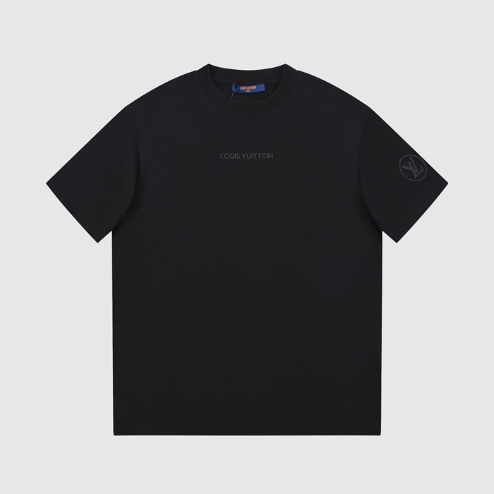 ルイヴィトンメンズブラッククルーネック半袖Tシャツv317
