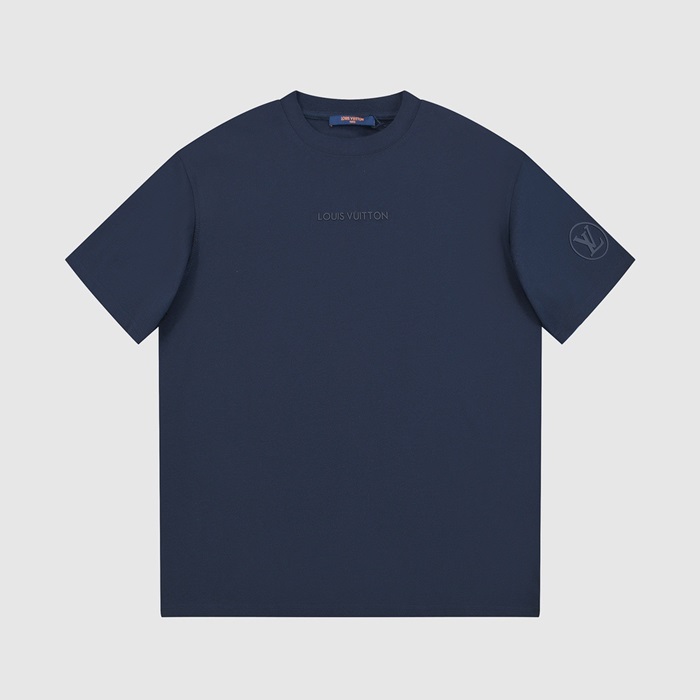 ルイヴィトンメンズネイビークルーネック半袖Tシャツv318