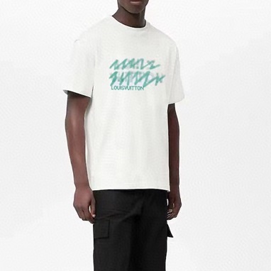 ルイヴィトンメンズホワイトクルーネック半袖Tシャツv320