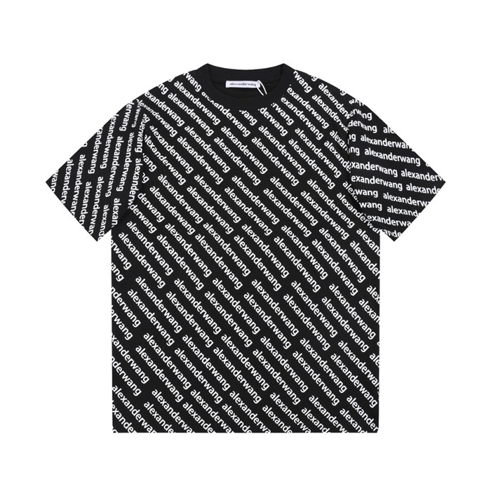 アレクサンダーワンメンズイニシャルブラック半袖Tシャツx0225