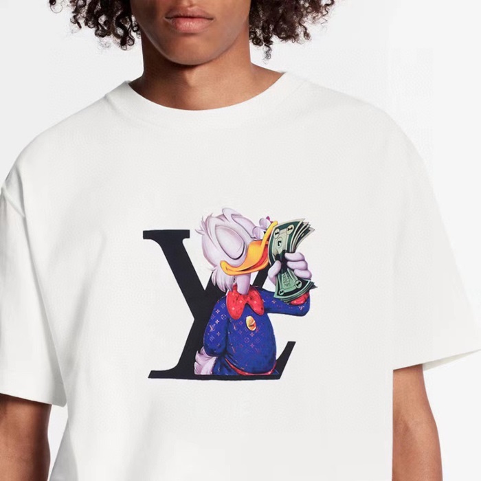 ルイヴィトンメンズホワイトクルーネック半袖Tシャツv325