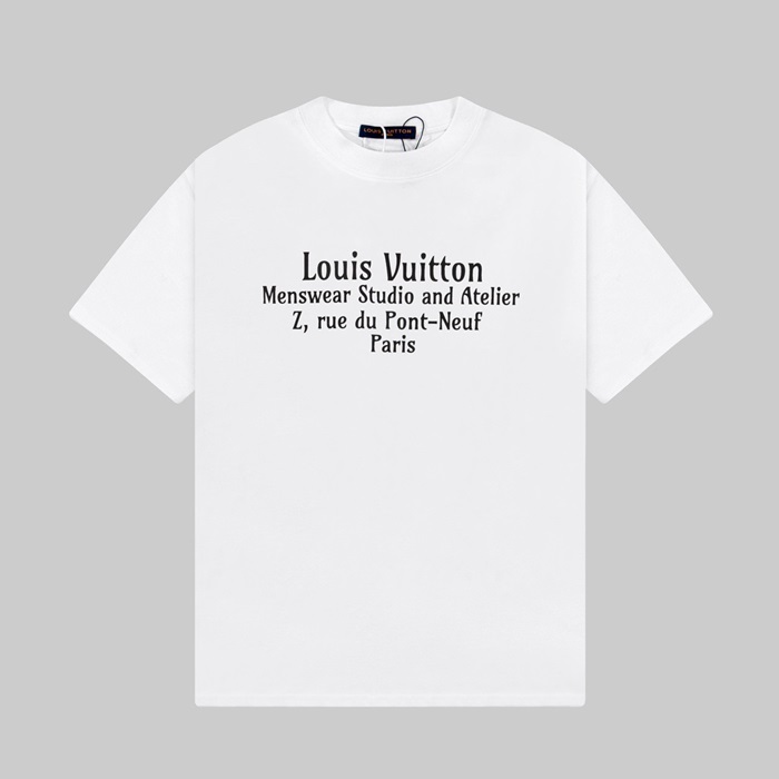 ルイヴィトンメンズホワイトクルーネック半袖Tシャツv339