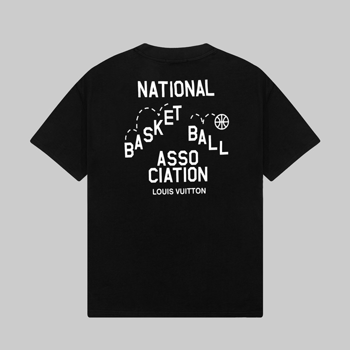 ルイヴィトンメンズブラッククルーネック半袖Tシャツv341