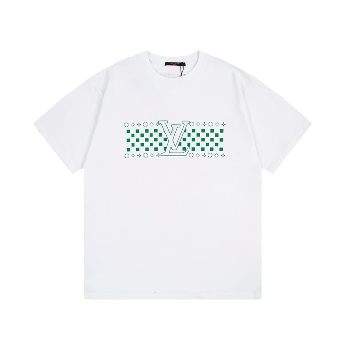 ルイヴィトンメンズホワイトクルーネック半袖Tシャツv350