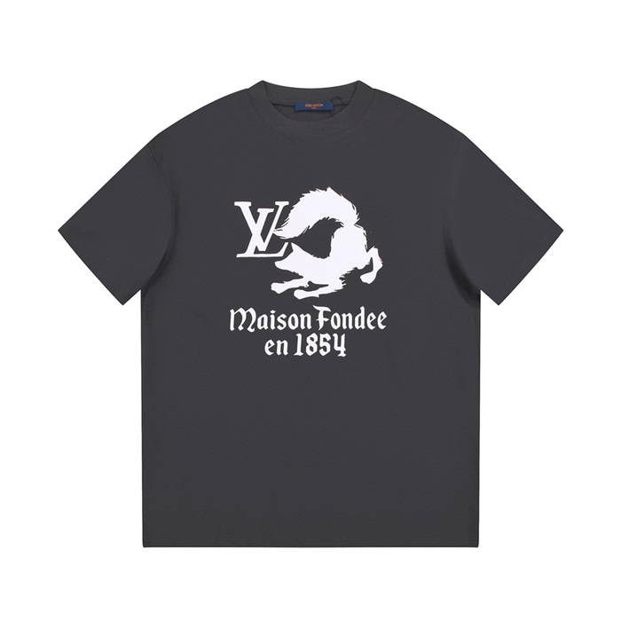 ルイヴィトンメンズグレークルーネック半袖Tシャツv366