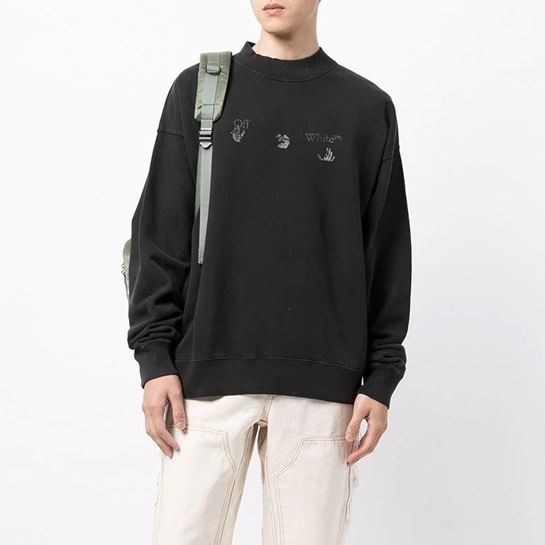 オフホワイトメンズモダンブラックスウェットシャツf20
