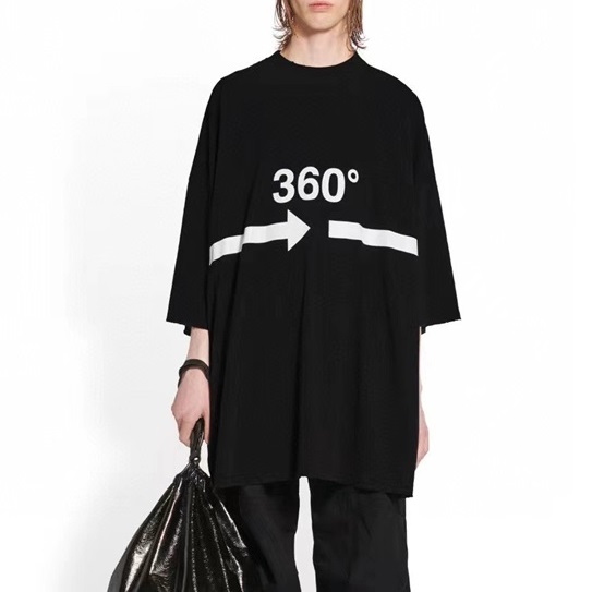 バレンシアガメンズクルーネックブラック半袖Tシャツa138