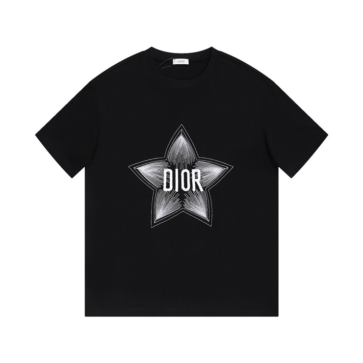 ディオールメンズブラッククルーネック半袖Tシャツi250