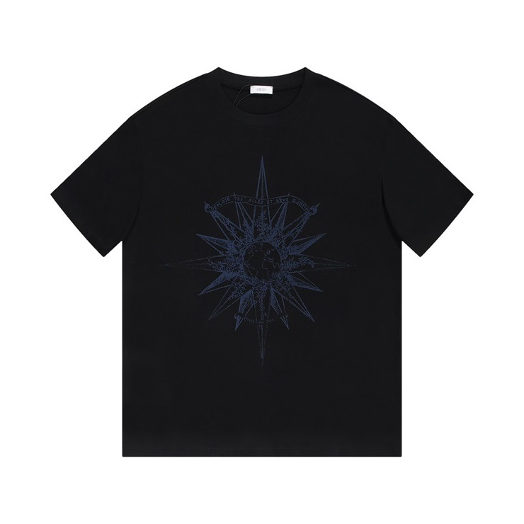 ディオールメンズブラッククルーネック半袖Tシャツi250