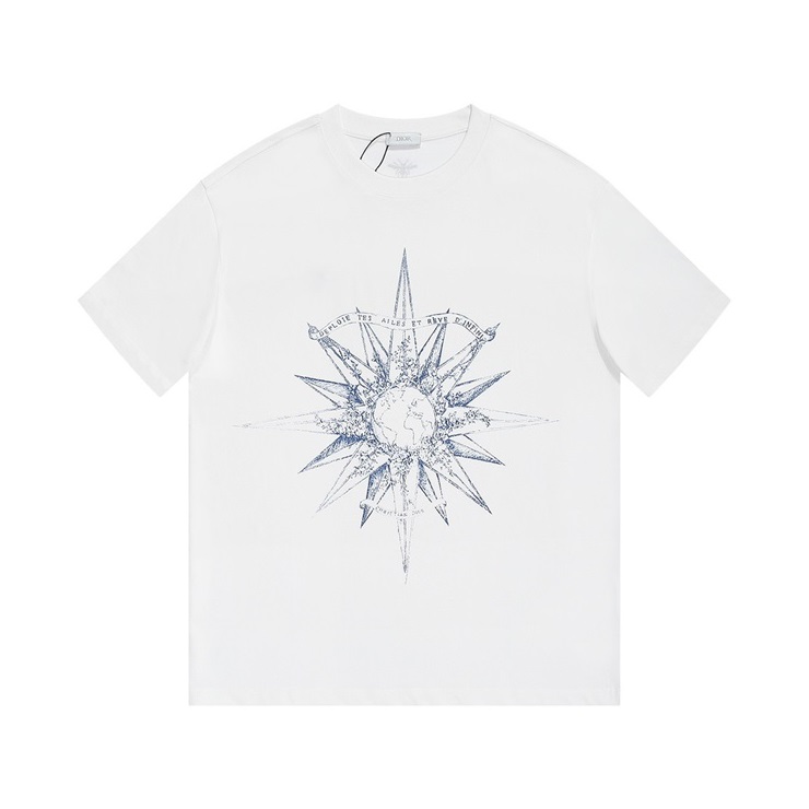 ディオールメンズホワイトクルーネック半袖Tシャツi253