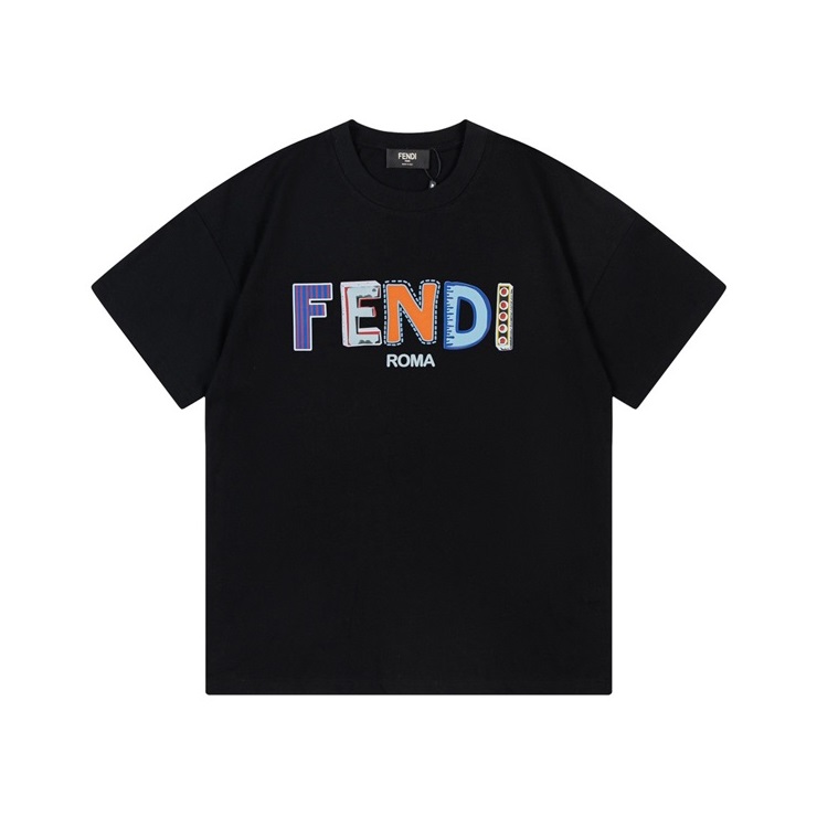 ェンディメンズブラッククルーネック半袖Tシャツe34