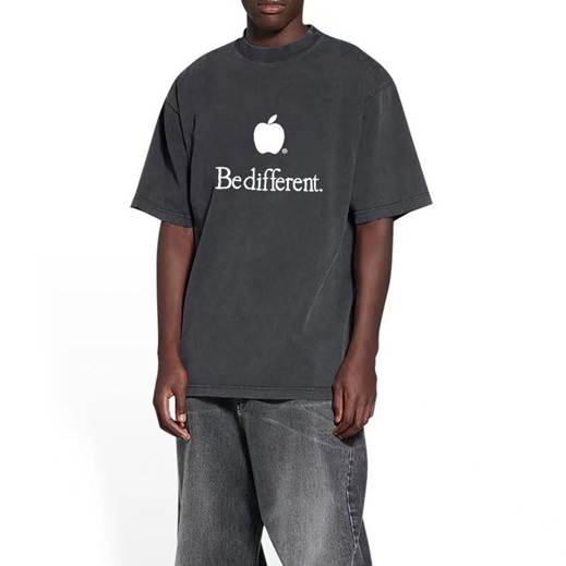 バレンシアガメンズクルーネックブラック半袖Tシャツa141