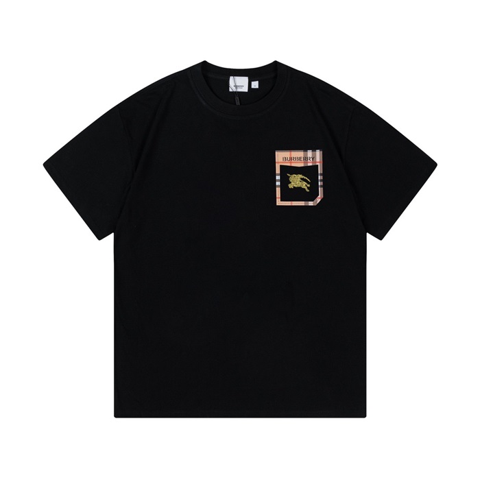 バーバリーメンズブラッククルーネック半袖Tシャツu72